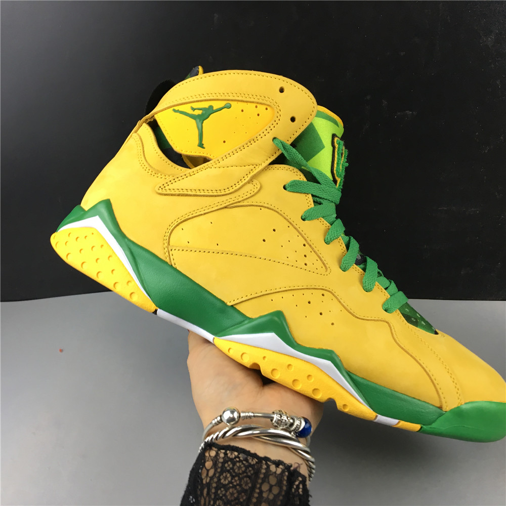 2020 Men Jordan 7 Retro Yellow Green Shoes